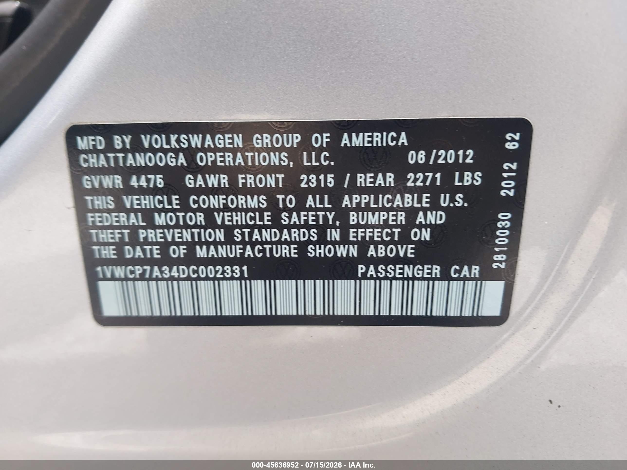 2013 Volkswagen Passat 2.5l Sel Premium Silver vin: 1VWCP7A34DC002331