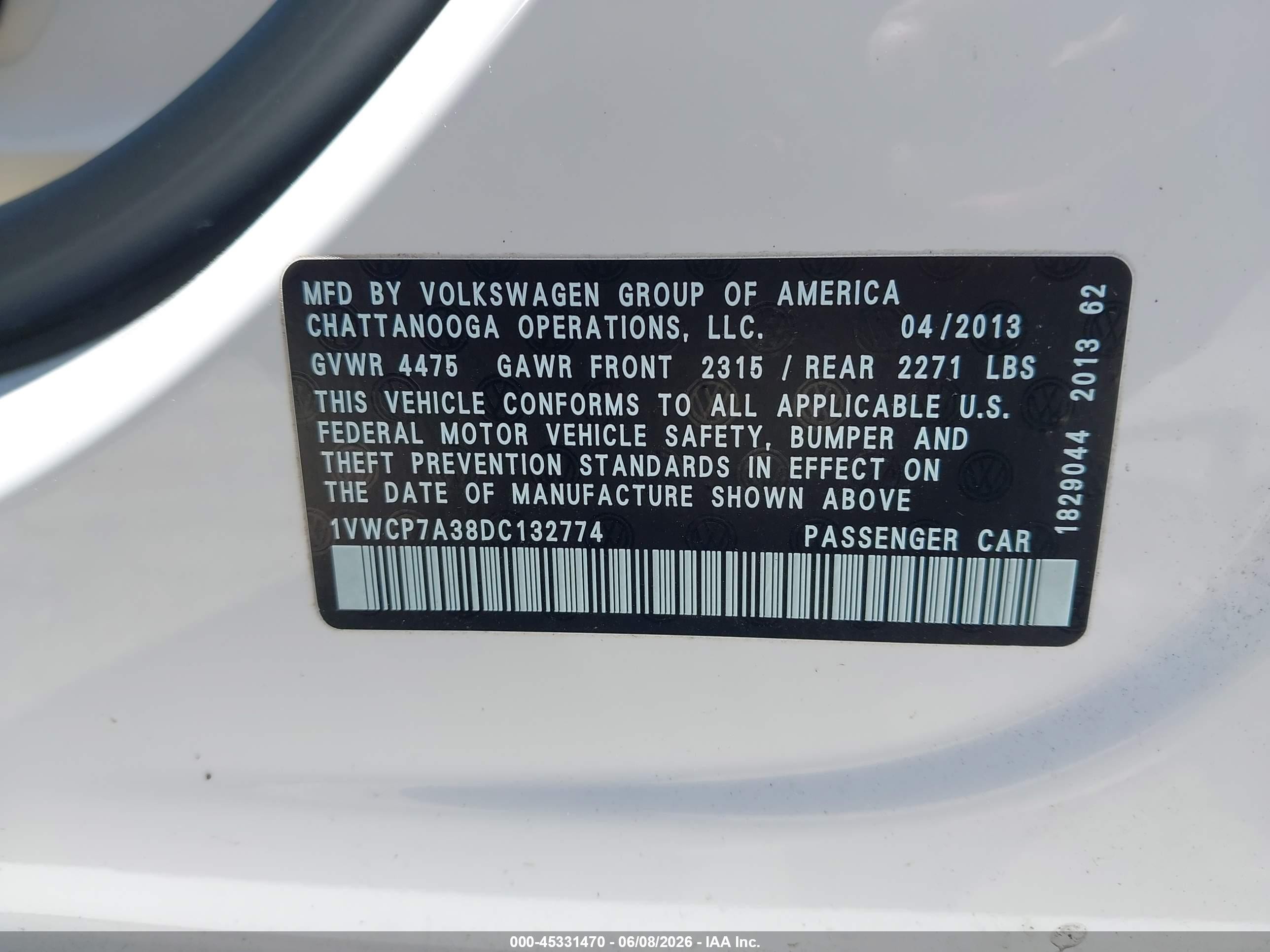 2013 Volkswagen Passat 2.5l Sel Premium White vin: 1VWCP7A38DC132774