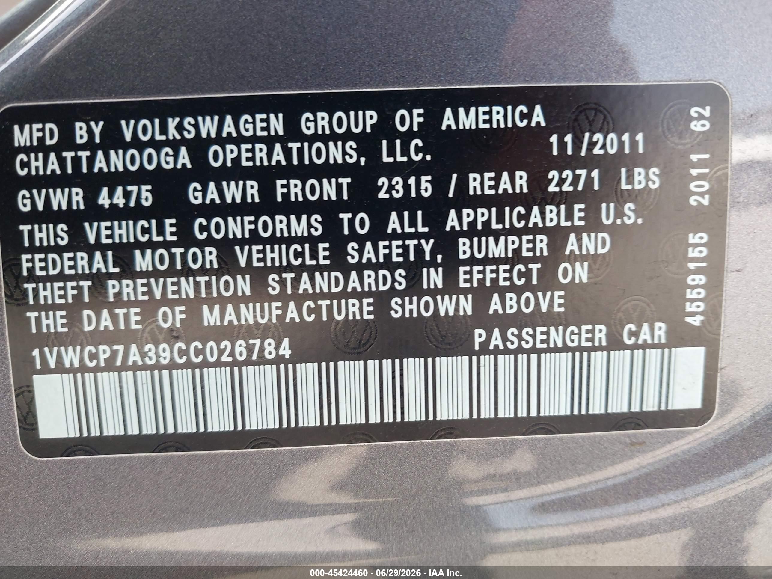 2012 Volkswagen Passat 2.5l Sel Gray vin: 1VWCP7A39CC026784