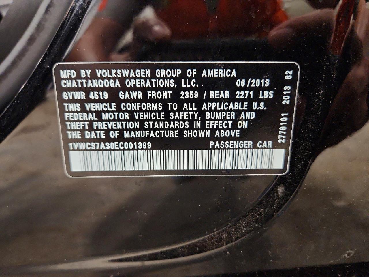 2014 Volkswagen Passat Sel Черный vin: 1VWCS7A30EC001399