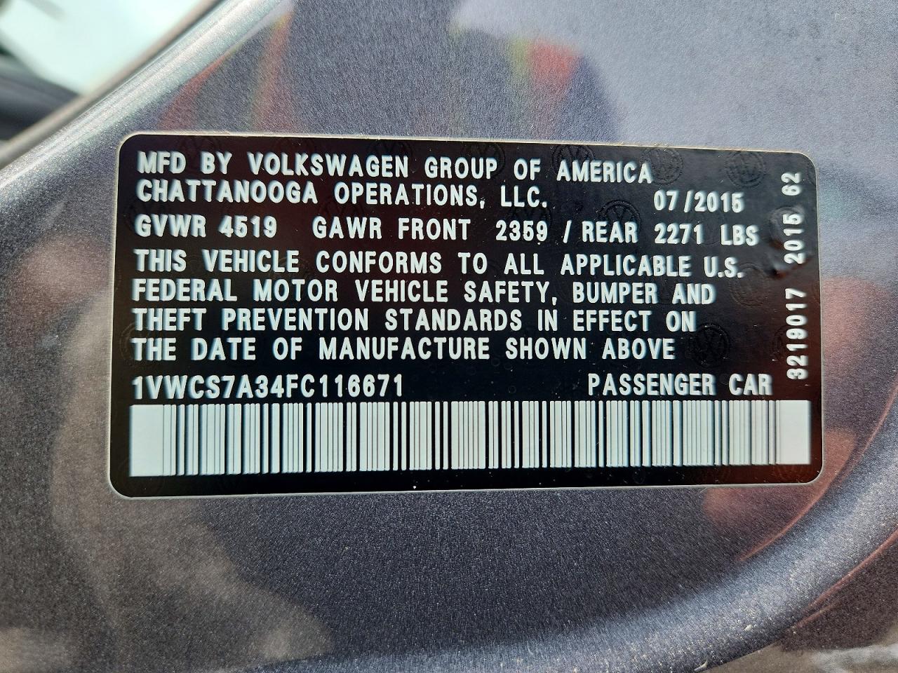 2015 Volkswagen Passat Sel Gray vin: 1VWCS7A34FC116671
