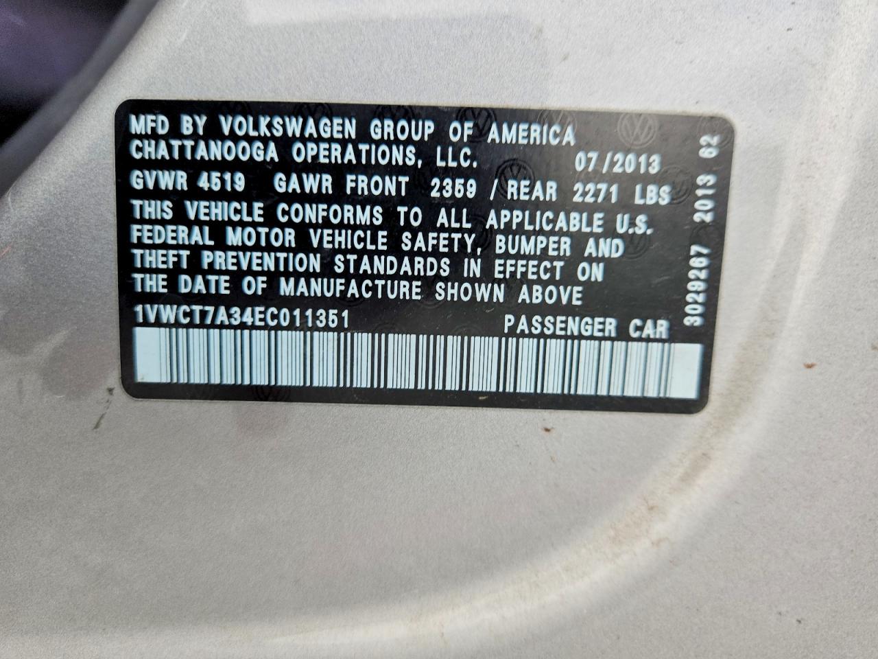 2014 Volkswagen Passat Sel Silver vin: 1VWCT7A34EC011351