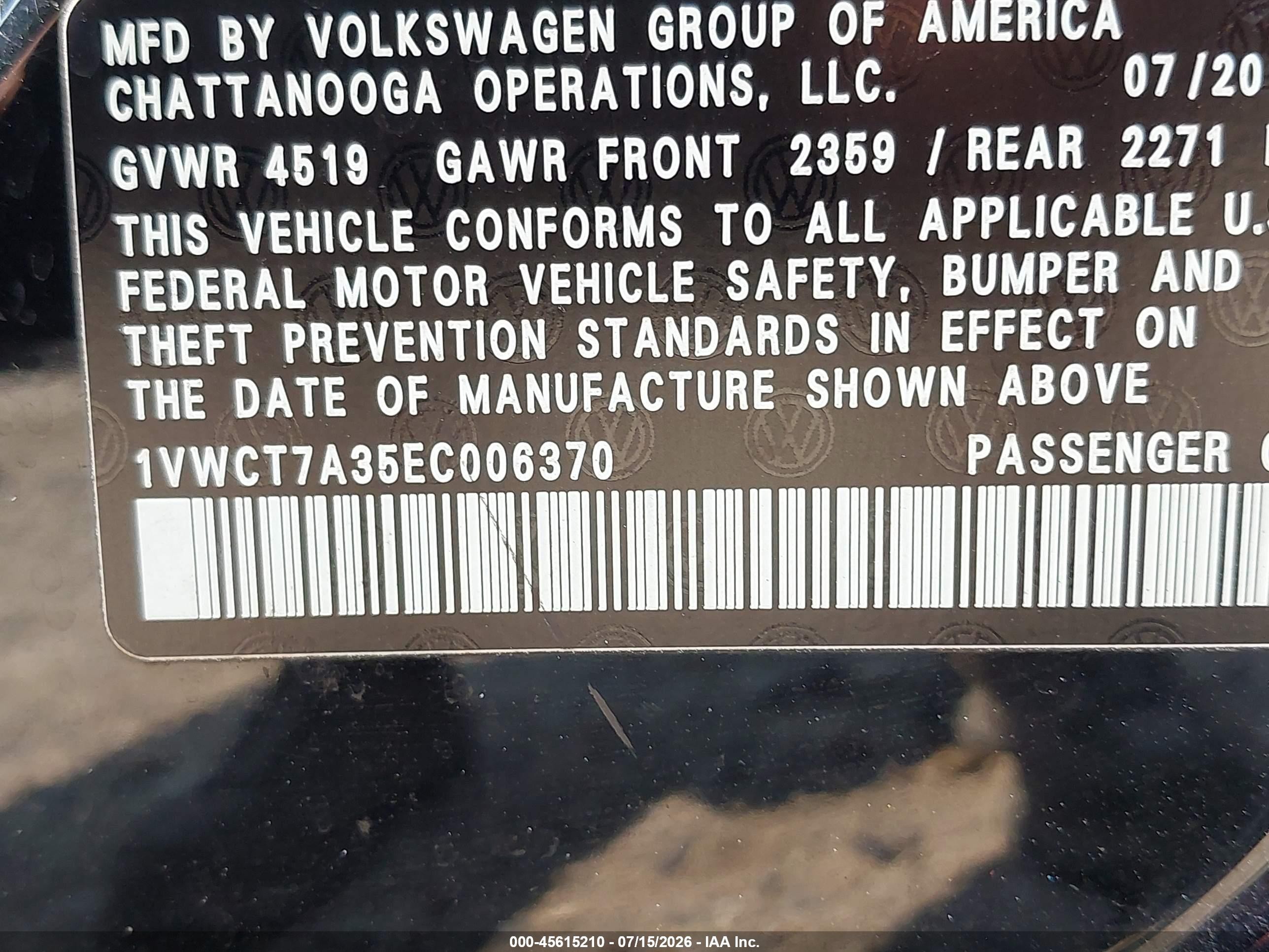 2014 Volkswagen Passat 1.8t Sel Premium Черный vin: 1VWCT7A35EC006370