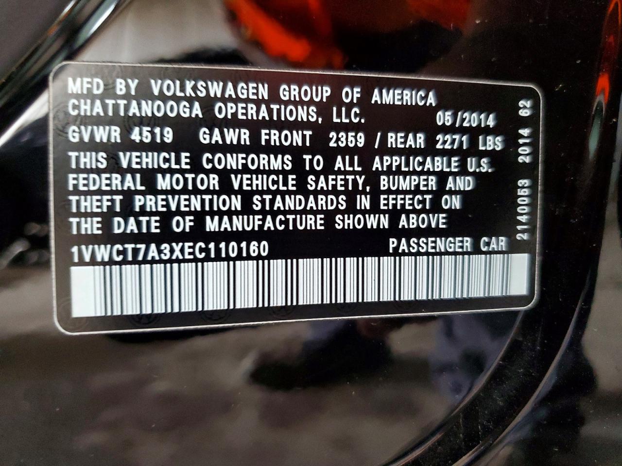 2014 Volkswagen Passat Sel Черный vin: 1VWCT7A3XEC110160