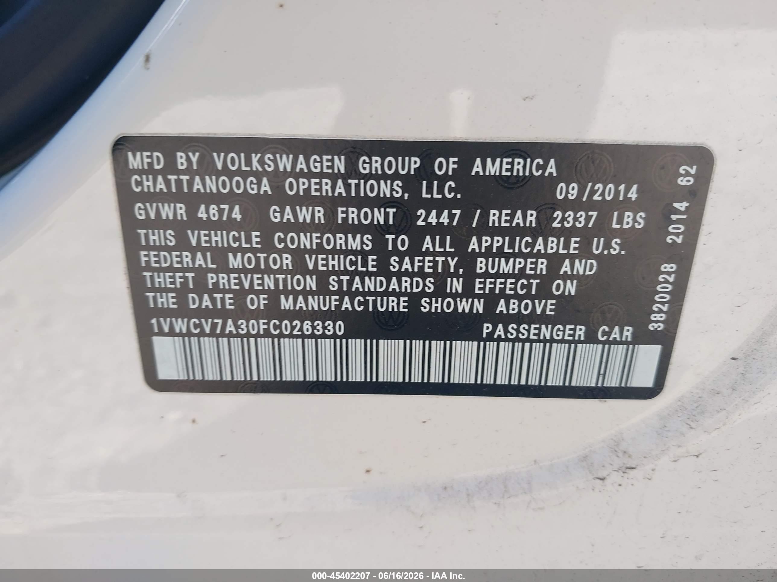 2015 Volkswagen Passat 2.0l Tdi Sel Premium White vin: 1VWCV7A30FC026330