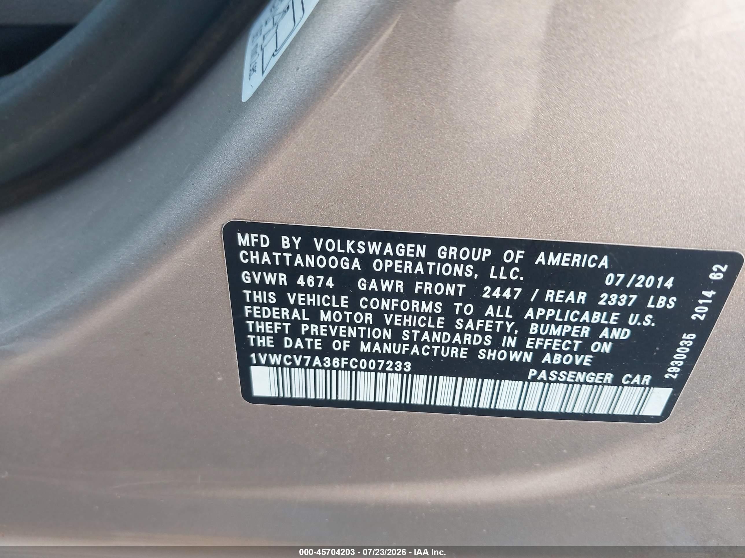 2015 Volkswagen Passat 2.0l Tdi Sel Premium Gray vin: 1VWCV7A36FC007233