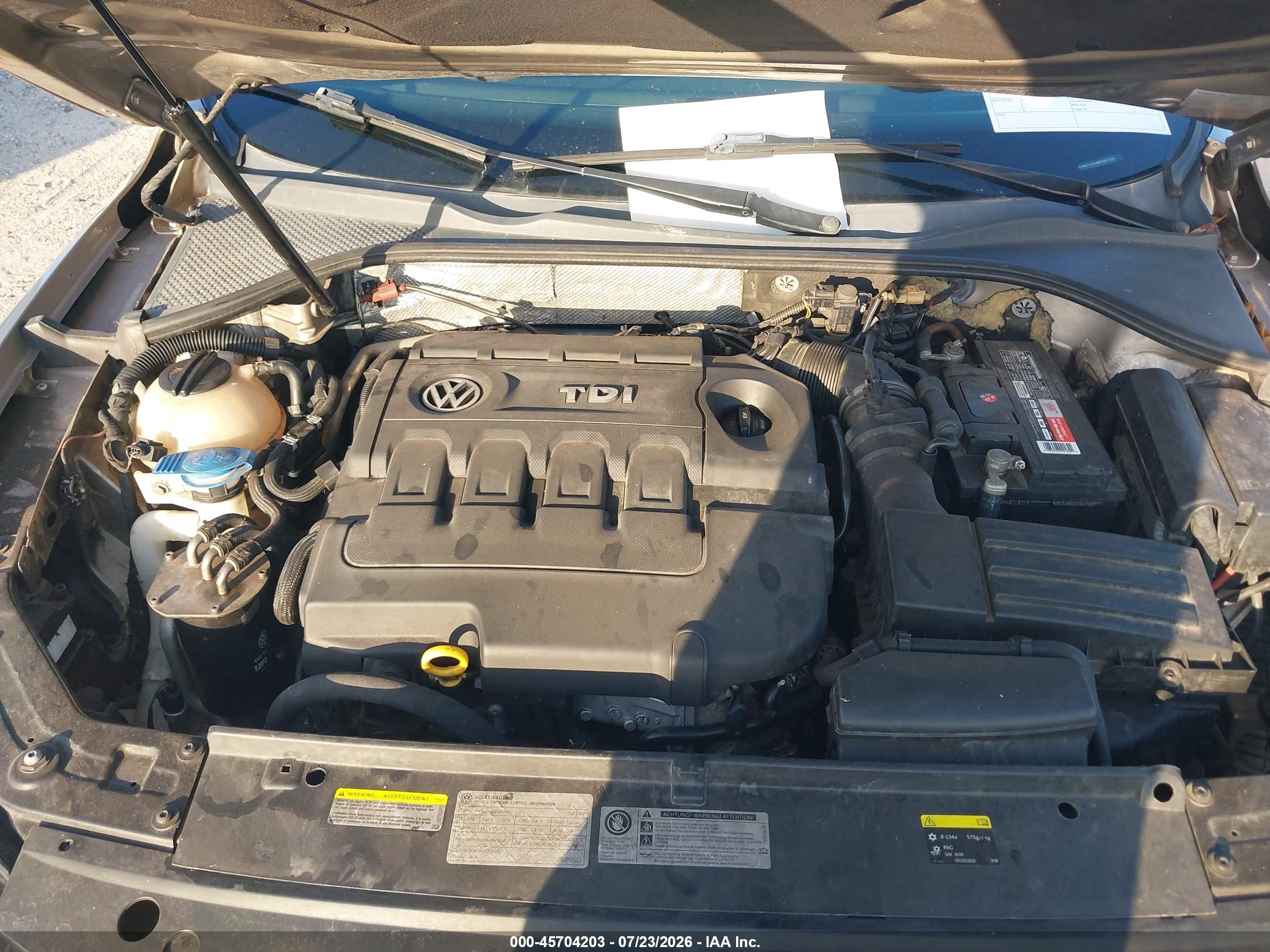 2015 Volkswagen Passat 2.0l Tdi Sel Premium Gray vin: 1VWCV7A36FC007233
