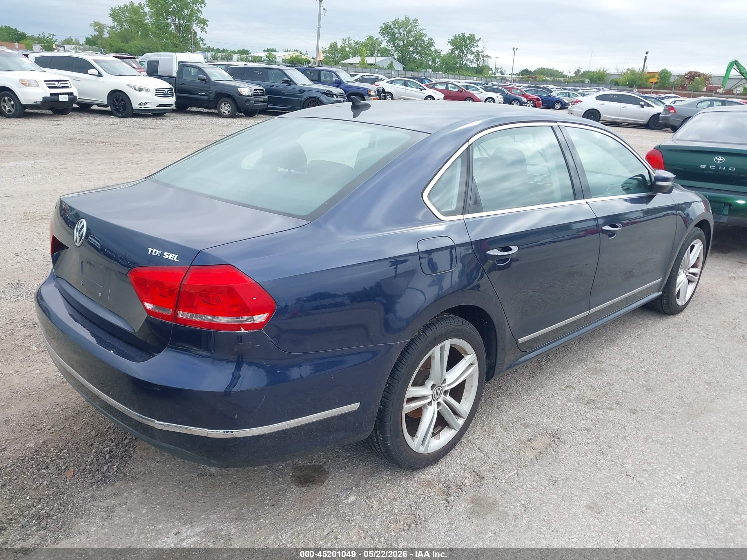 2015 Volkswagen Passat 2.0l Tdi Sel Premium Dark Blue vin: 1VWCV7A36FC038367