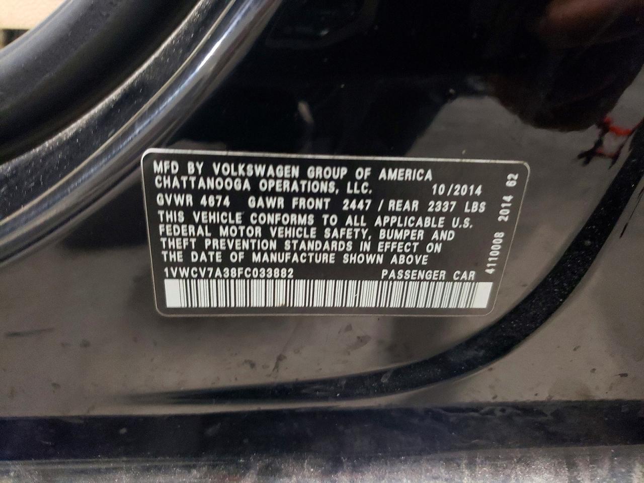 2015 Volkswagen Passat Sel Черный vin: 1VWCV7A38FC033882