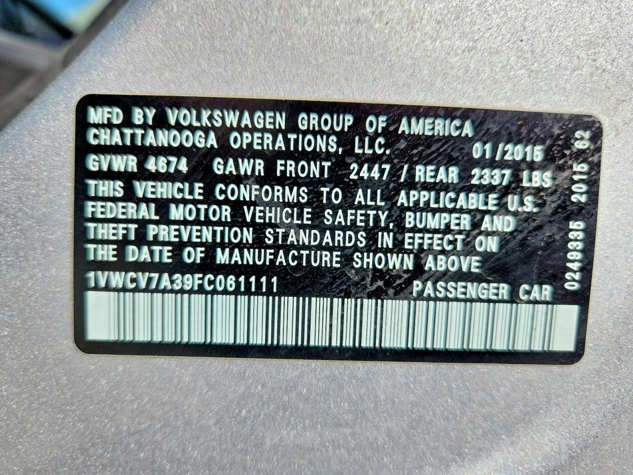 2015 Volkswagen Passat Sel Silver vin: 1VWCV7A39FC061111