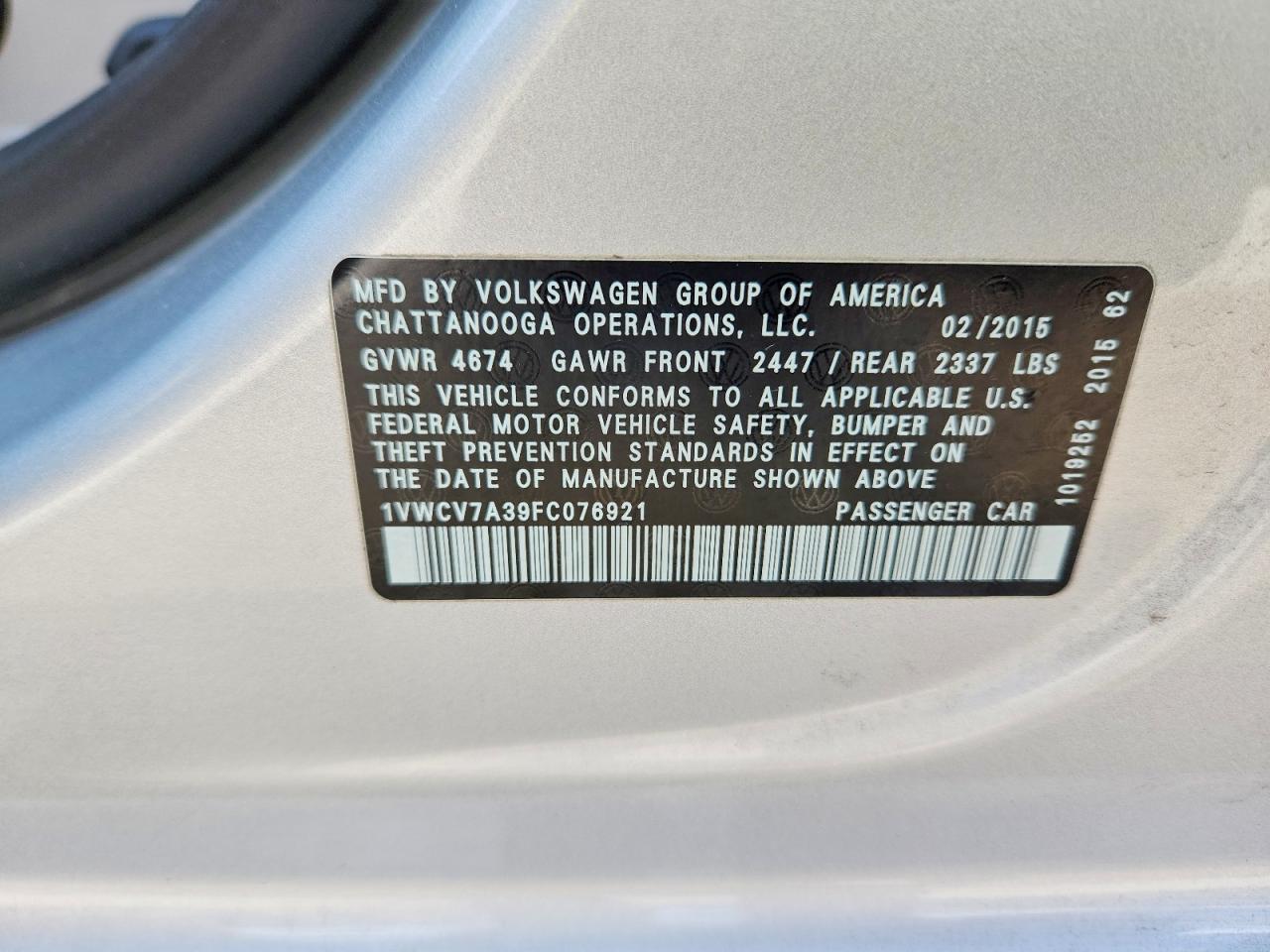 2015 Volkswagen Passat Sel Silver vin: 1VWCV7A39FC076921