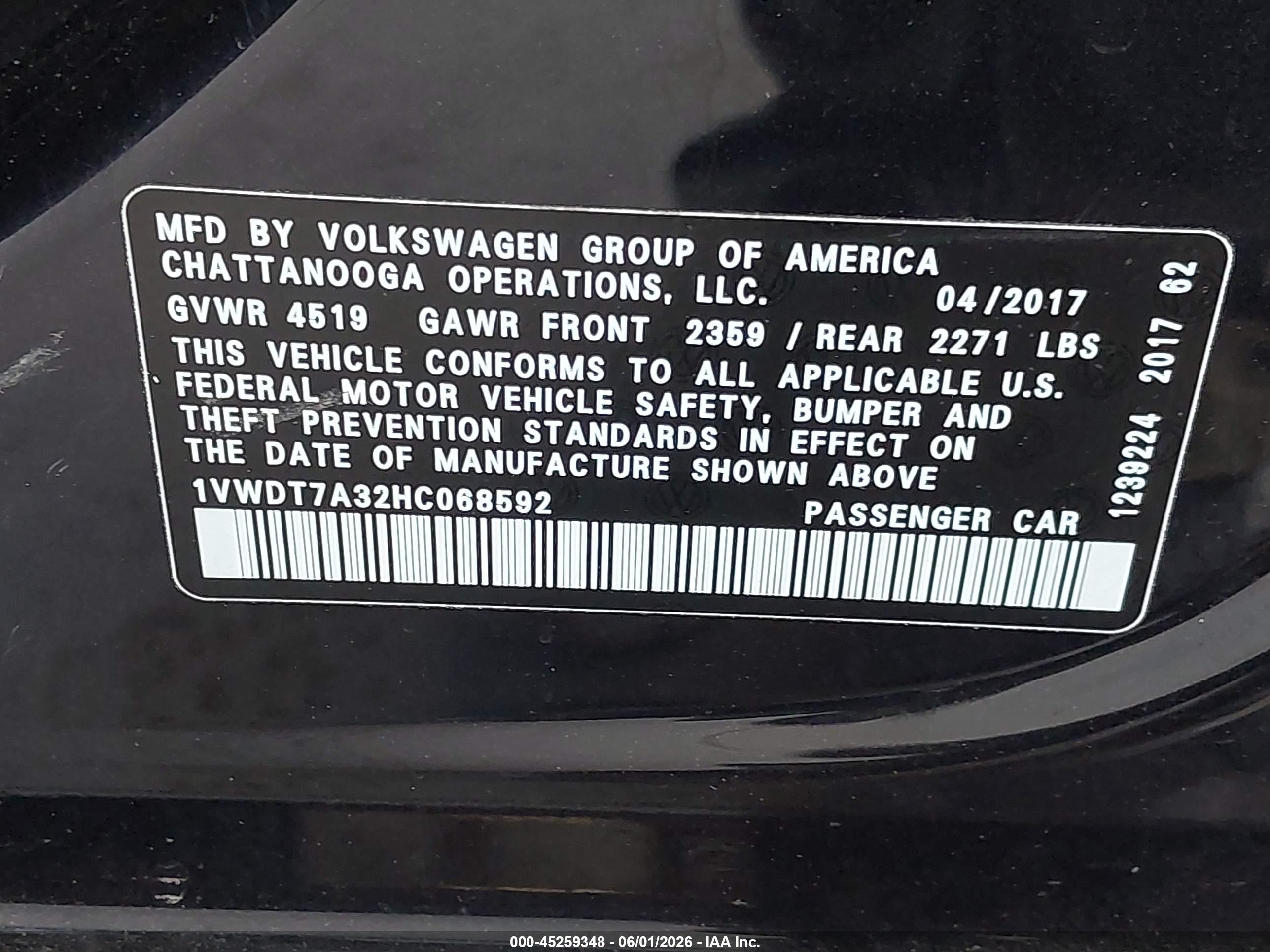 2017 Volkswagen Passat 1.8t R-line Черный vin: 1VWDT7A32HC068592