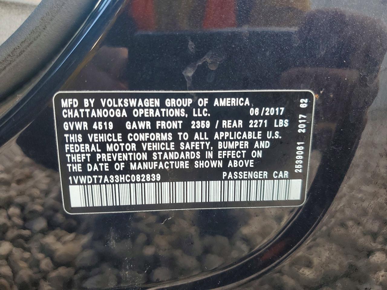 2017 Volkswagen Passat R-line Black vin: 1VWDT7A33HC082839