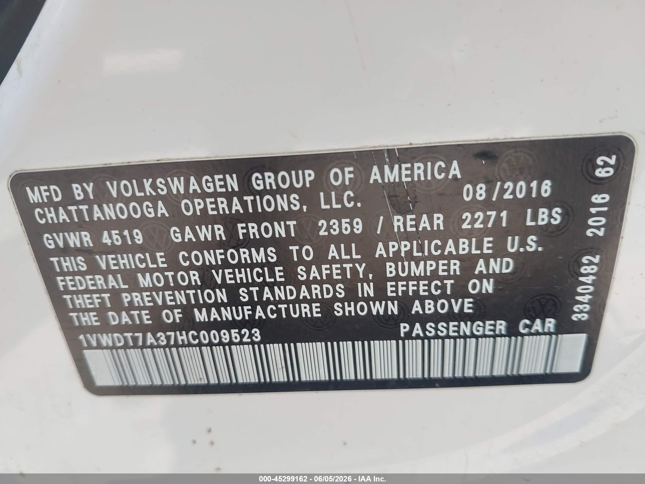 2017 Volkswagen Passat 1.8t R-line White vin: 1VWDT7A37HC009523