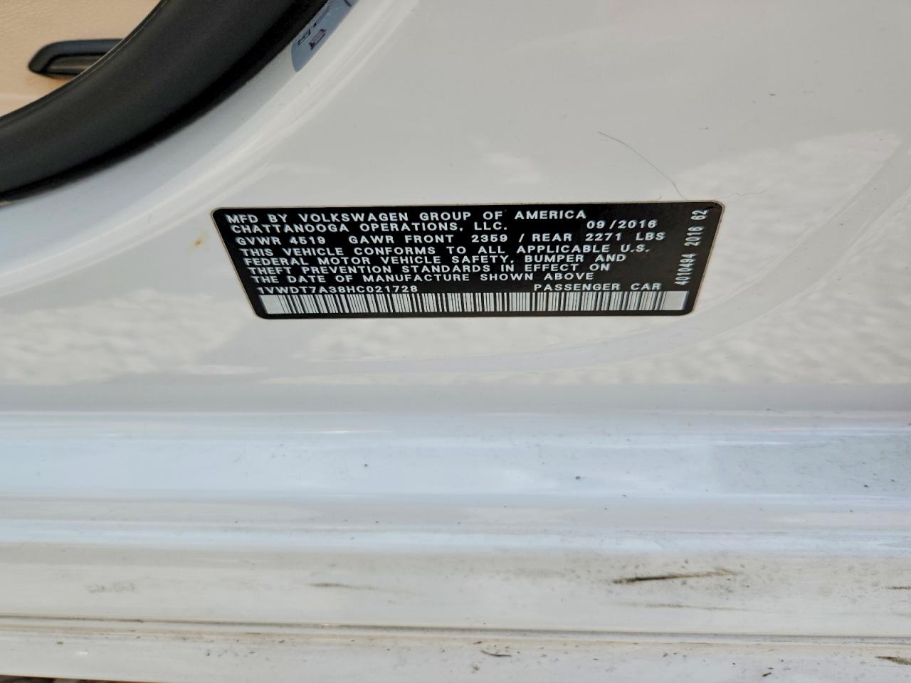2017 Volkswagen Passat R-line White vin: 1VWDT7A38HC021728