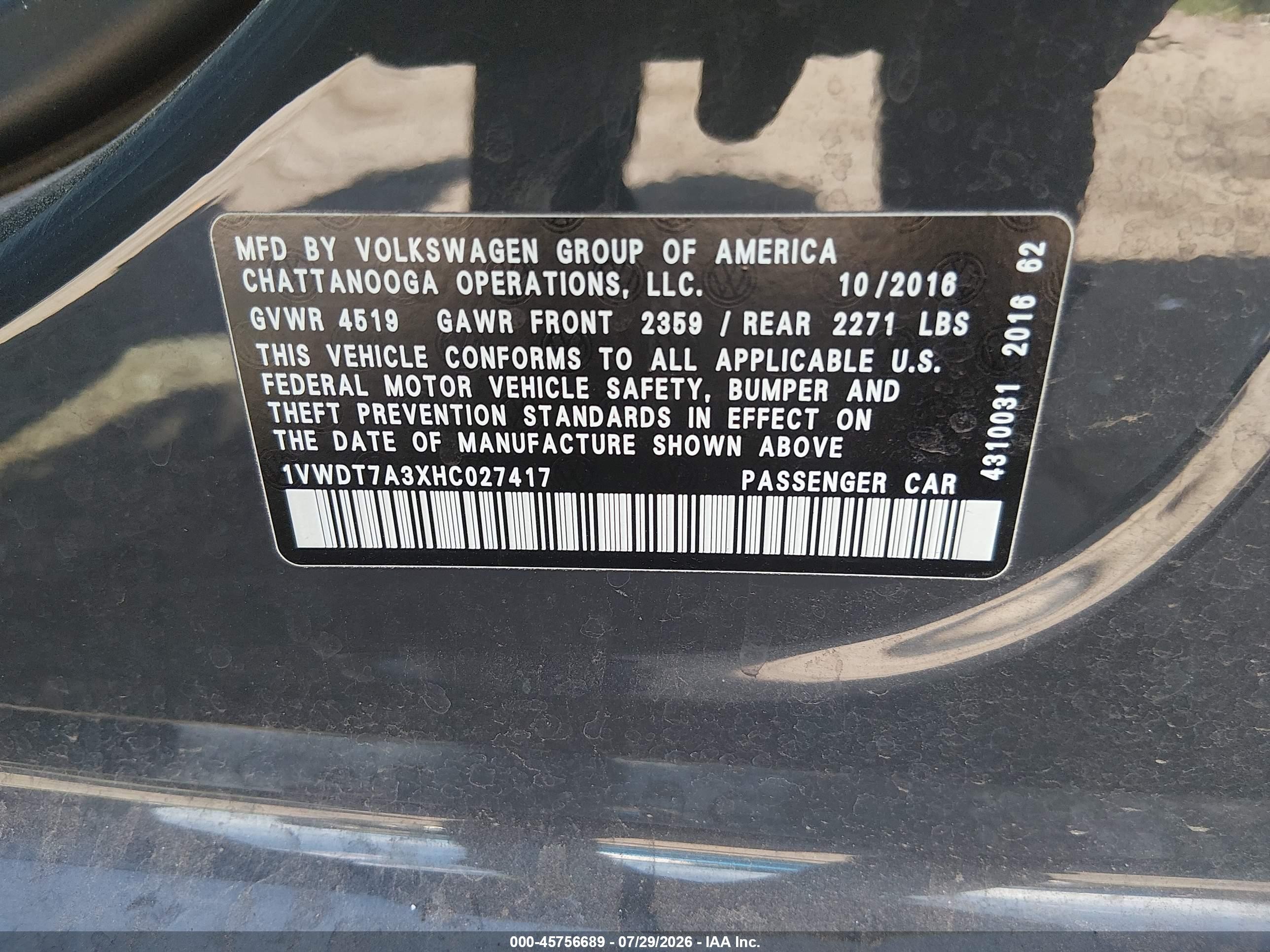 2017 Volkswagen Passat 1.8t R-line Gray vin: 1VWDT7A3XHC027417