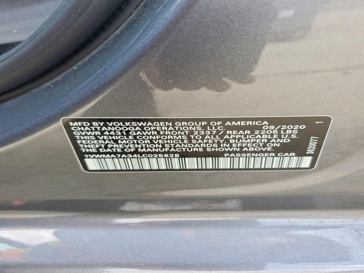 2020 Volkswagen Passat R-line Silver vin: 1VWMA7A34LC025628