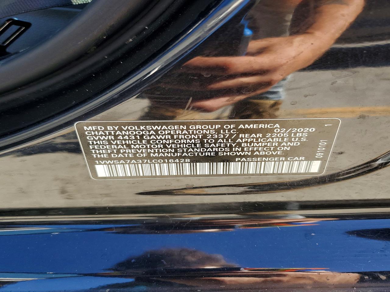 2020 Volkswagen Passat Se Black vin: 1VWSA7A37LC016428
