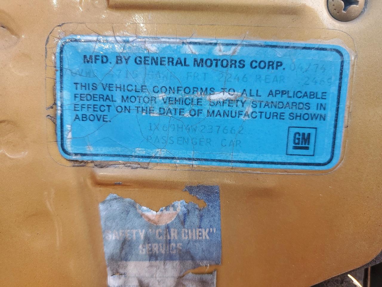 1974 Chevrolet Nova Золотой vin: 1X69H4W237662