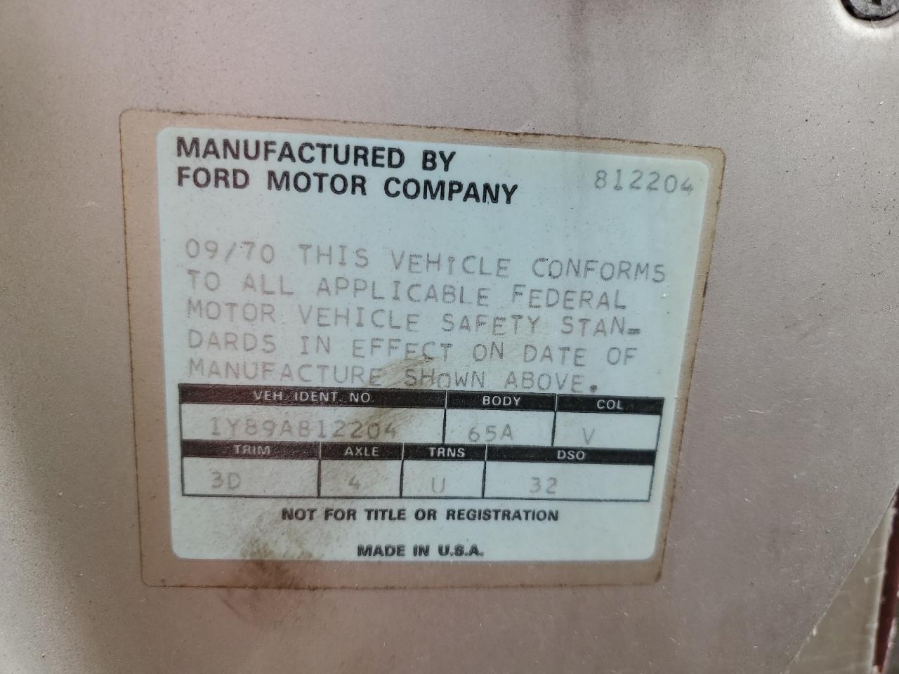 1971 Lincoln Continital Beige vin: 1Y89A812204