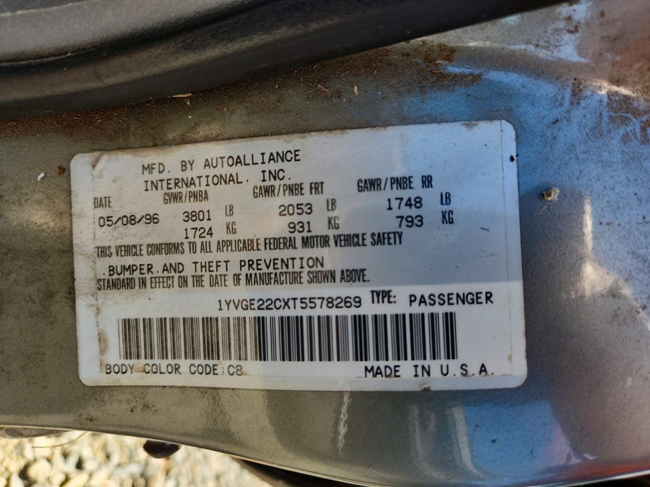 1996 Mazda 626 Dx Gray vin: 1YVGE22CXT5578269