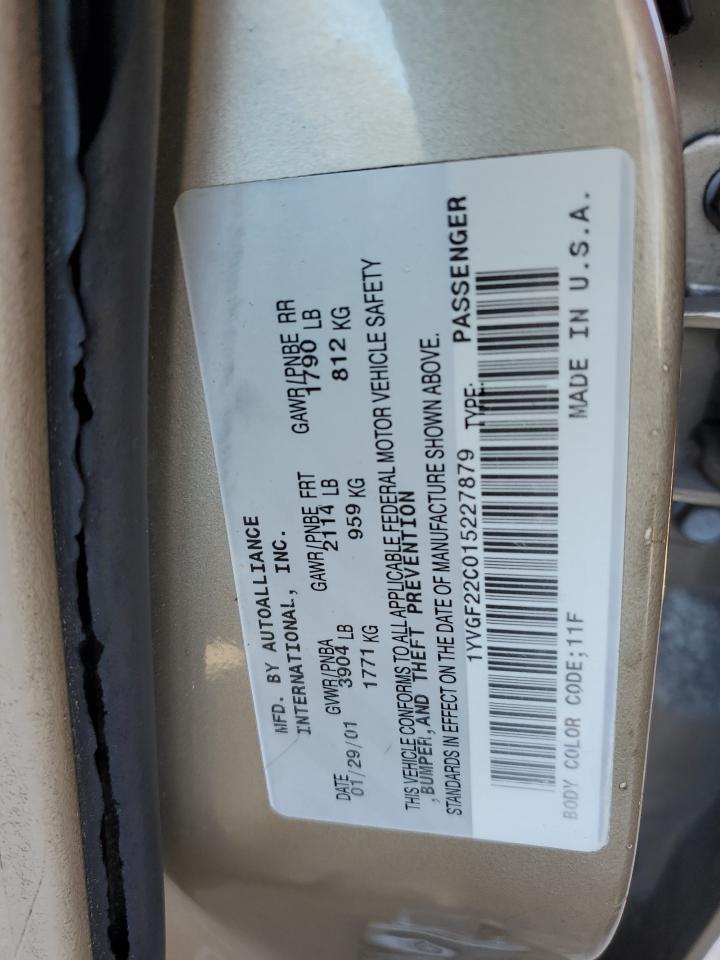 2001 Mazda 626 Es   Gold vin: 1YVGF22C015227879