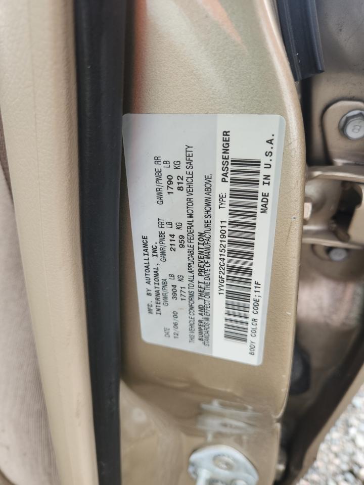 2001 Mazd 626 Es Aut Beige vin: 1YVGF22C415219011