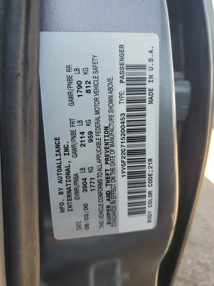 2001 Mazda 626 Es Gray vin: 1YVGF22C715200453