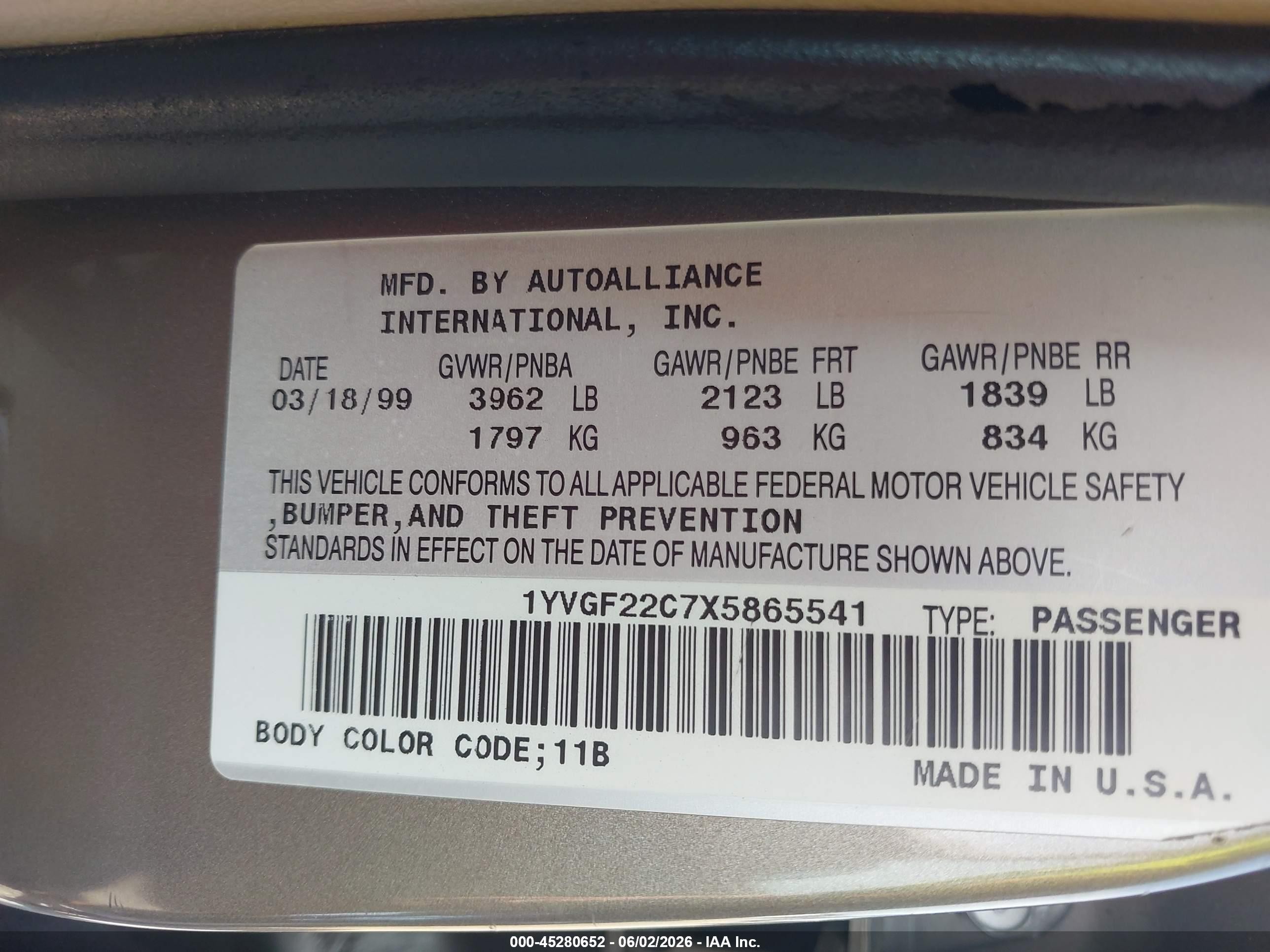 1999 Mazda 626 Es/lx Brown vin: 1YVGF22C7X5865541