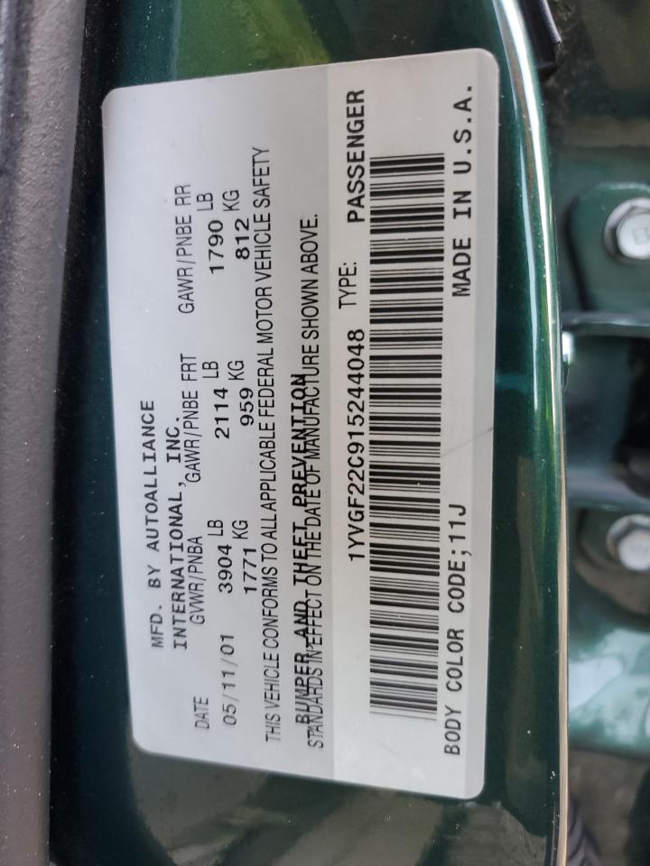 2001 Mazda 626 Es   Green vin: 1YVGF22C915244048