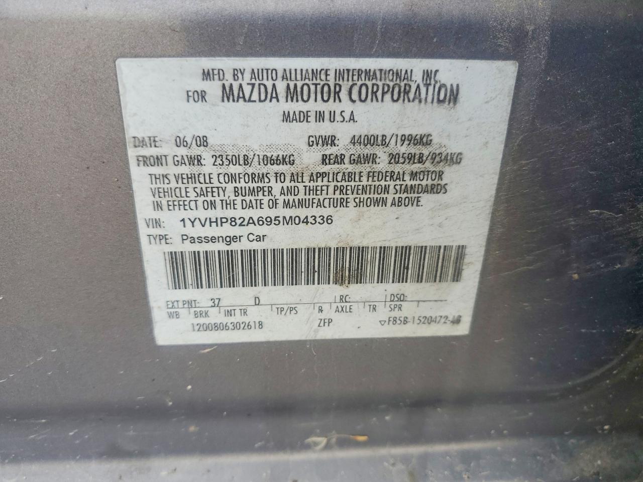 2009 Mazda 6 I Gray vin: 1YVHP82A695M04336