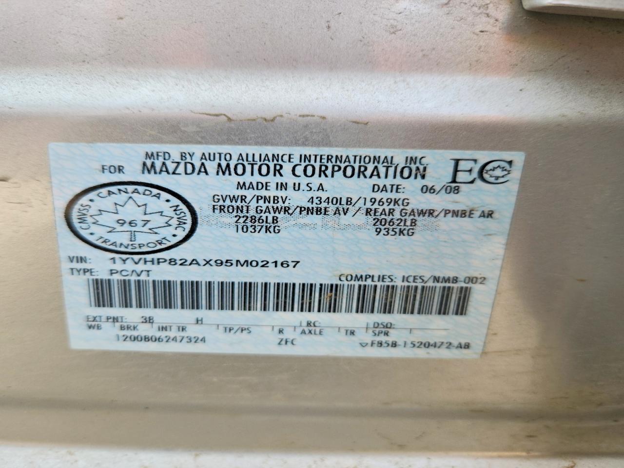 2009 Mazda 6 I Silver vin: 1YVHP82AX95M02167