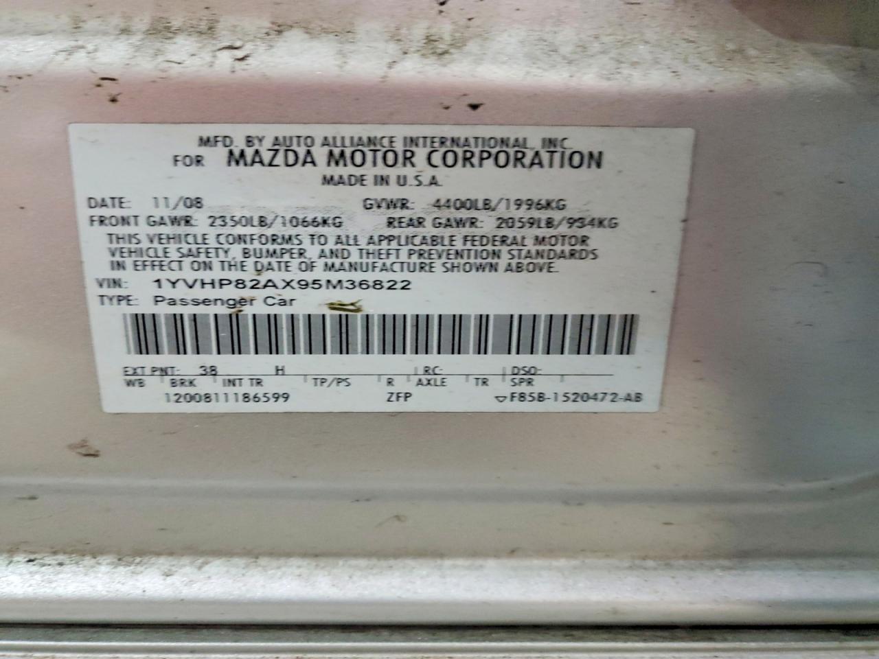 2009 Mazda 6 I Silver vin: 1YVHP82AX95M36822