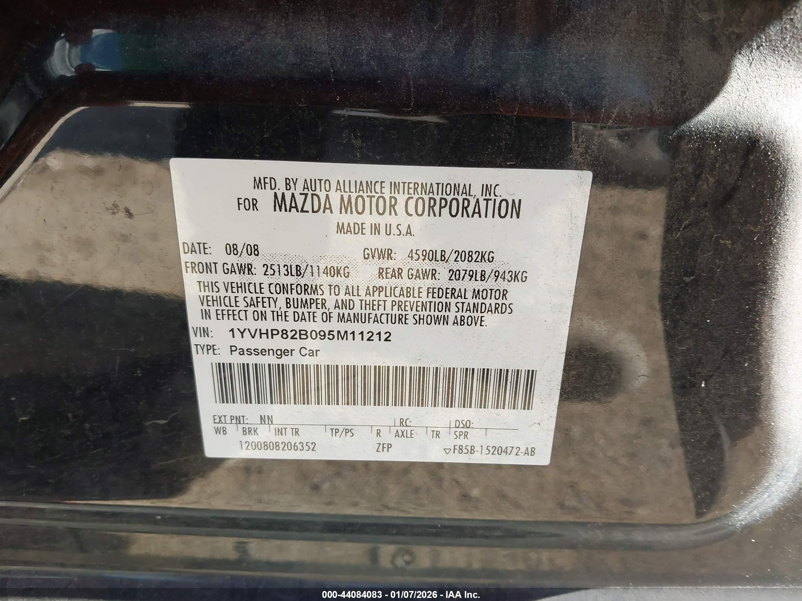 2009 Mazda Mazda6 S Grand Touring Black vin: 1YVHP82B095M11212