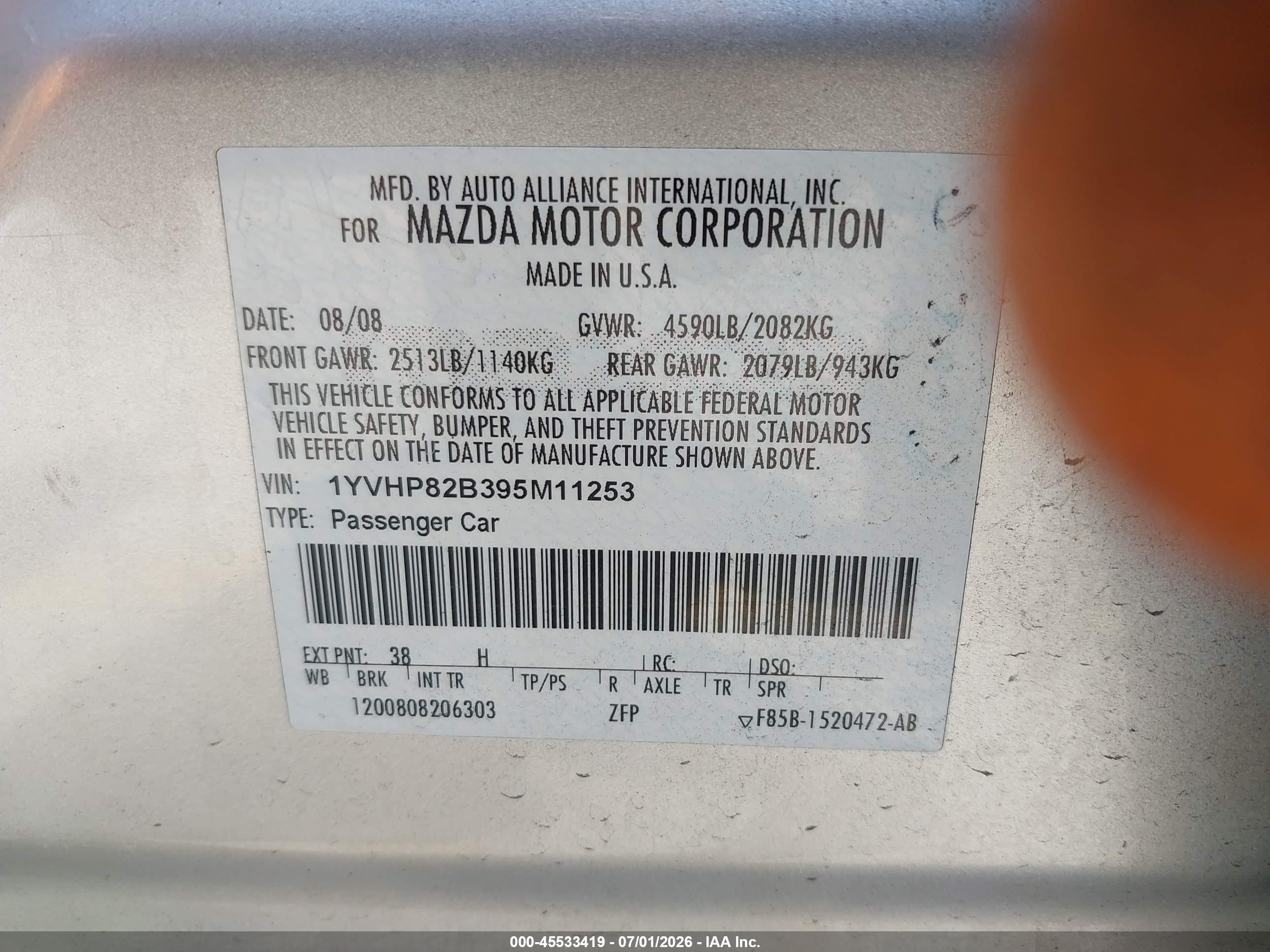 2009 Mazda Mazda6 S Grand Touring Silver vin: 1YVHP82B395M11253