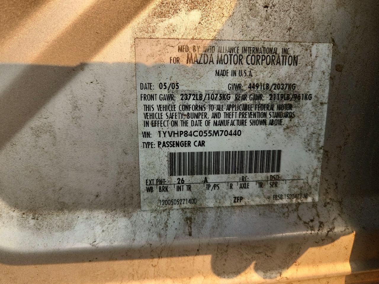 2005 Toyota Rav4 Silver vin: 1YVHP84C055M70440