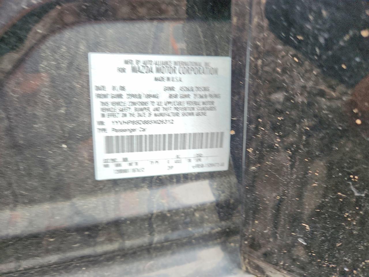2008 Mazda 6 S Черный vin: 1YVHP85D885M26312
