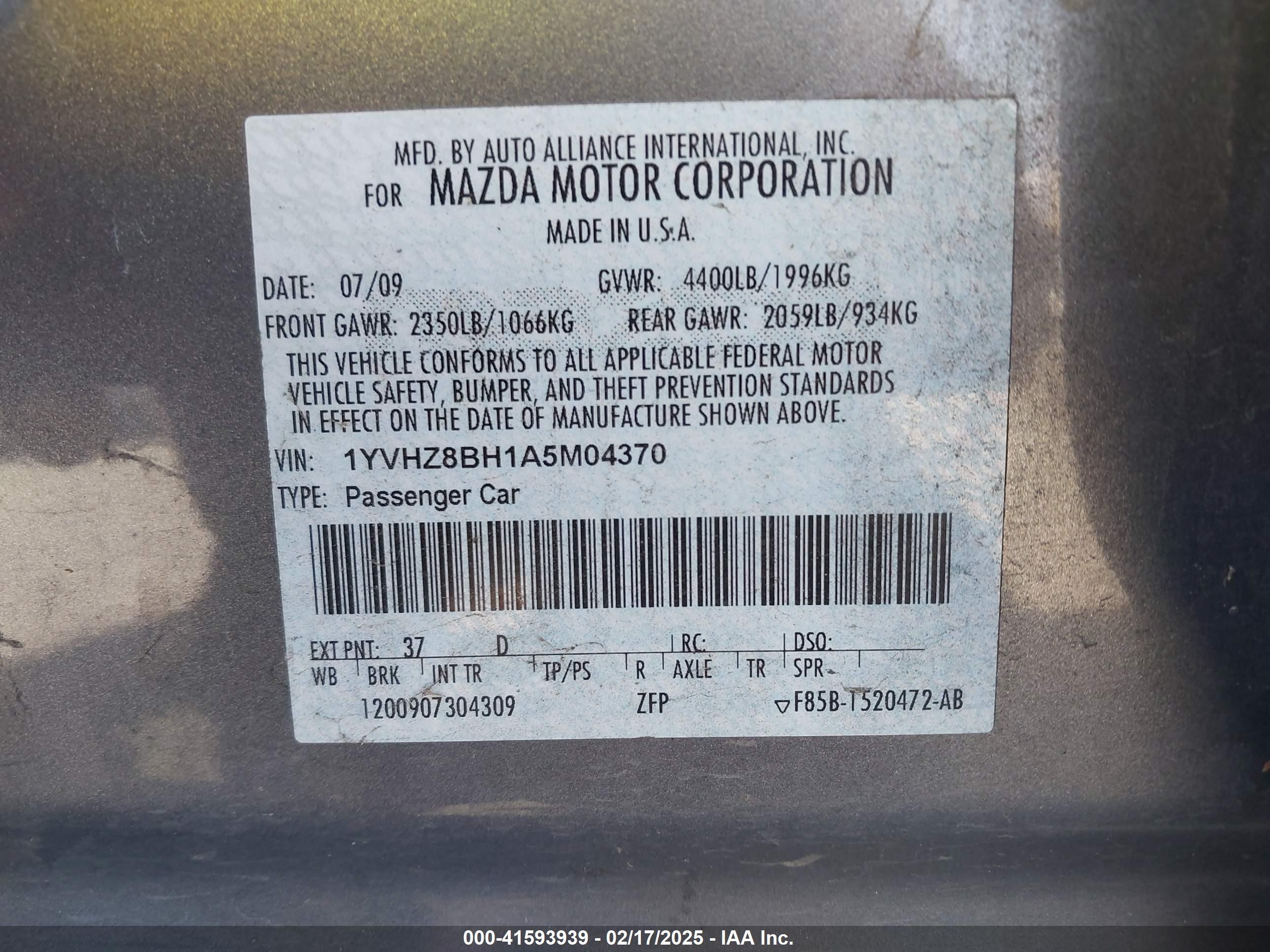 2010 Mazda Mazda6 I Sport Blue vin: 1YVHZ8BH1A5M04370