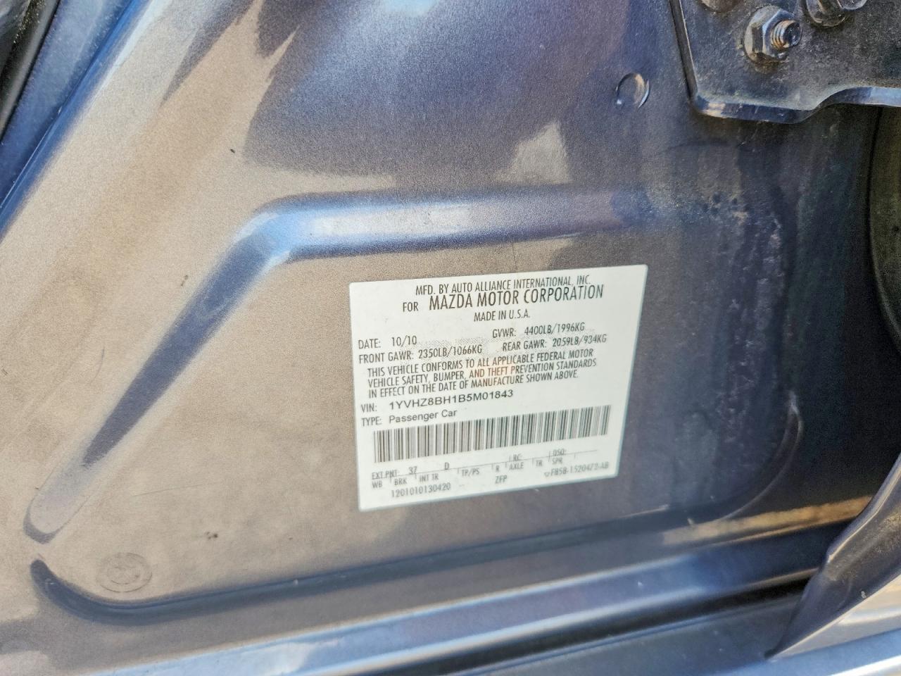 2011 Mazda 6 I Gray vin: 1YVHZ8BH1B5M01843