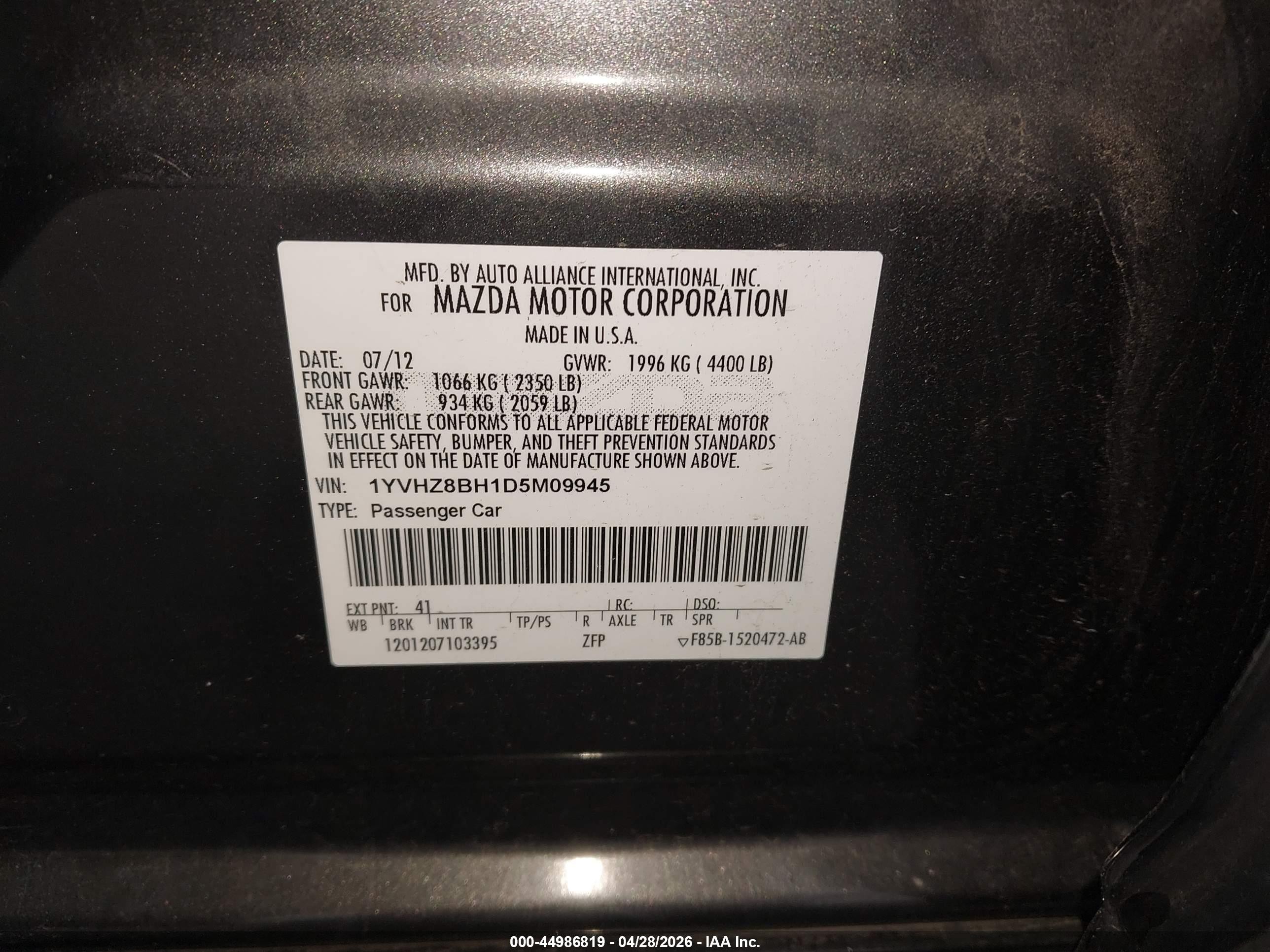 2013 Mazda Mazda6 I Sport Gray vin: 1YVHZ8BH1D5M09945