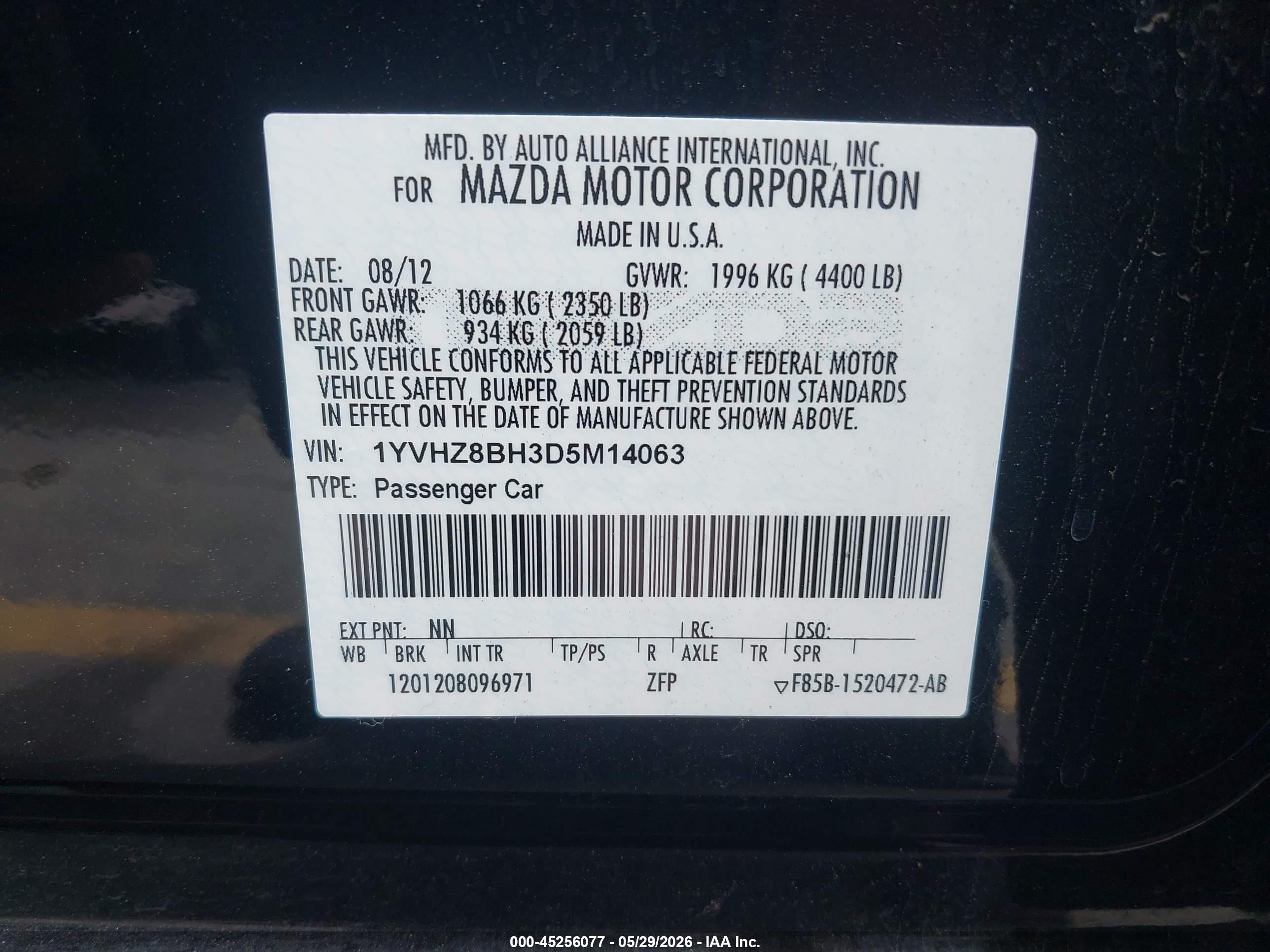 2013 Mazda Mazda6 I Sport Black vin: 1YVHZ8BH3D5M14063