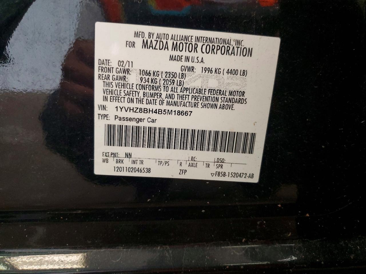 2011 Mazda 6 I Black vin: 1YVHZ8BH4B5M18667