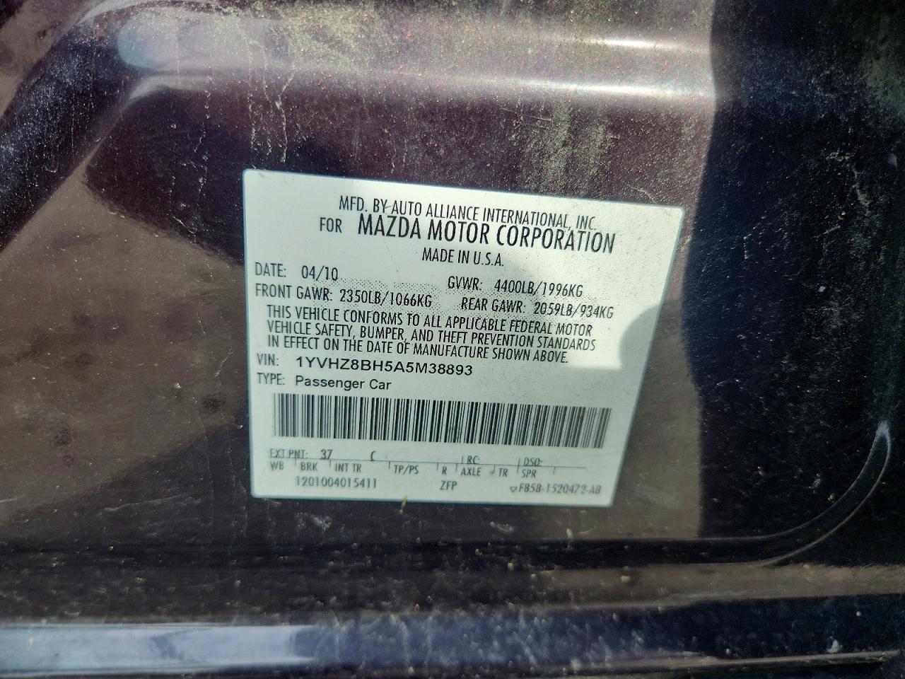 2010 Mazda 6 I Grand Touring Au Бордовый vin: 1YVHZ8BH5A5M38893