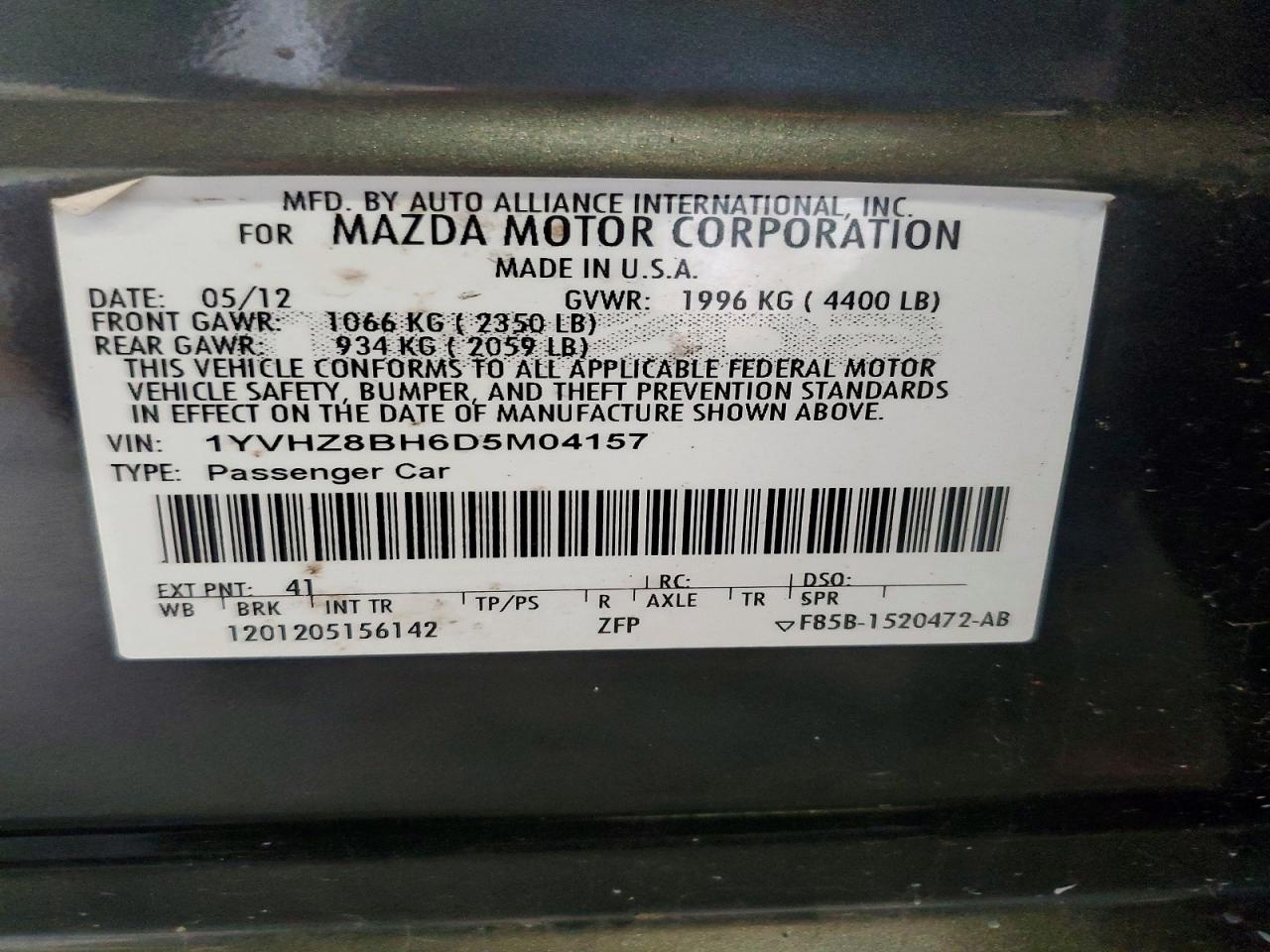 2013 Mazda 6 Sport Charcoal vin: 1YVHZ8BH6D5M04157