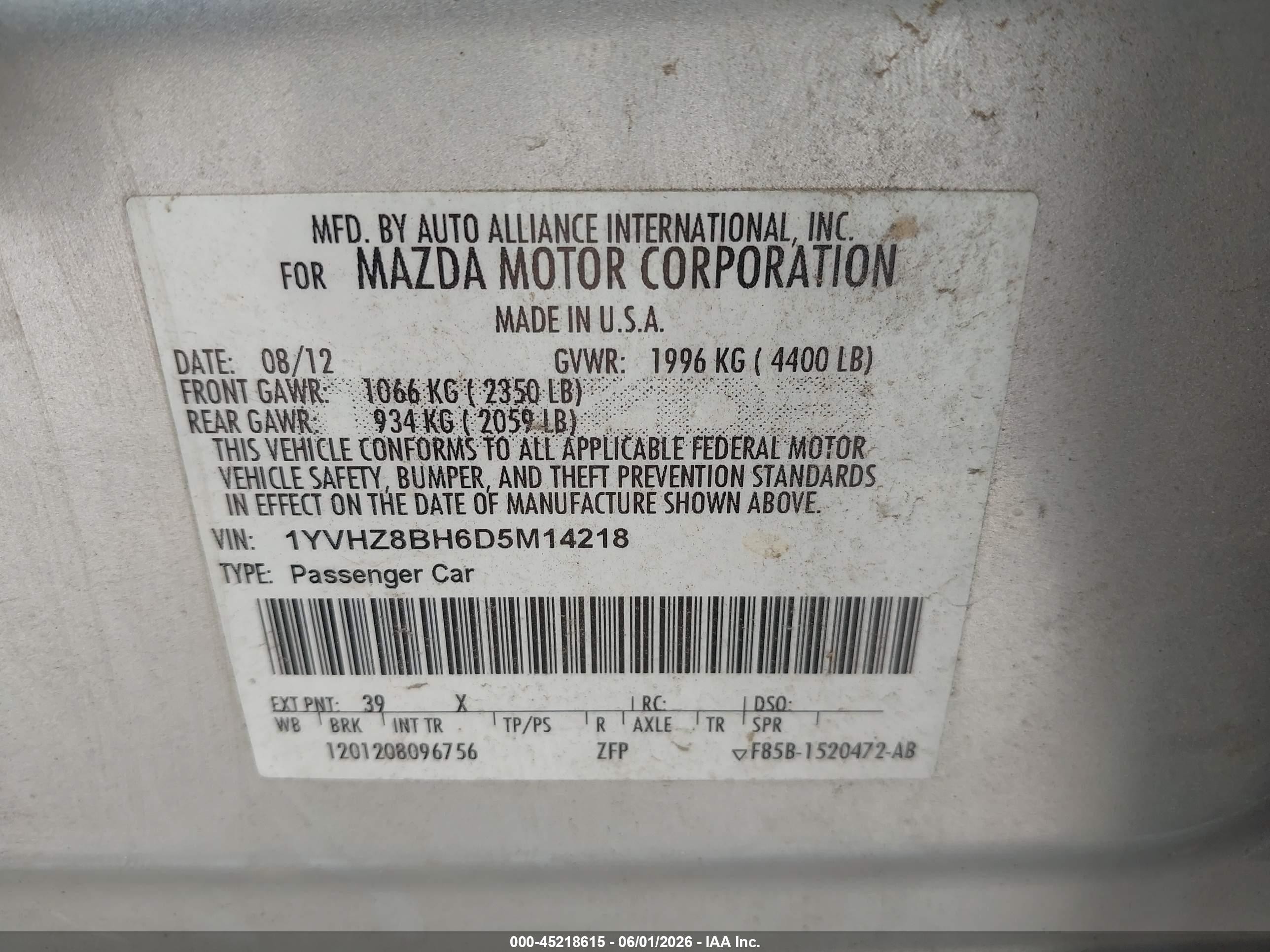 2013 Mazda Mazda6 I Sport Silver vin: 1YVHZ8BH6D5M14218