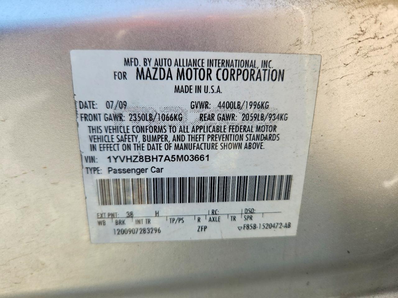 2010 Mazda 6 I Silver vin: 1YVHZ8BH7A5M03661