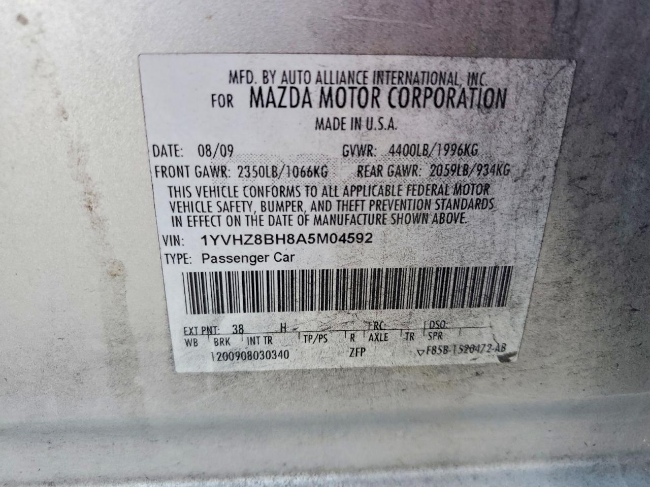 2010 Mazda 6 I Silver vin: 1YVHZ8BH8A5M04592
