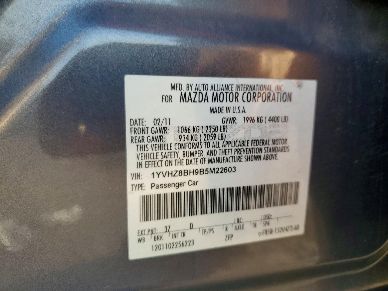 2011 Mazda 6 I Gray vin: 1YVHZ8BH9B5M22603