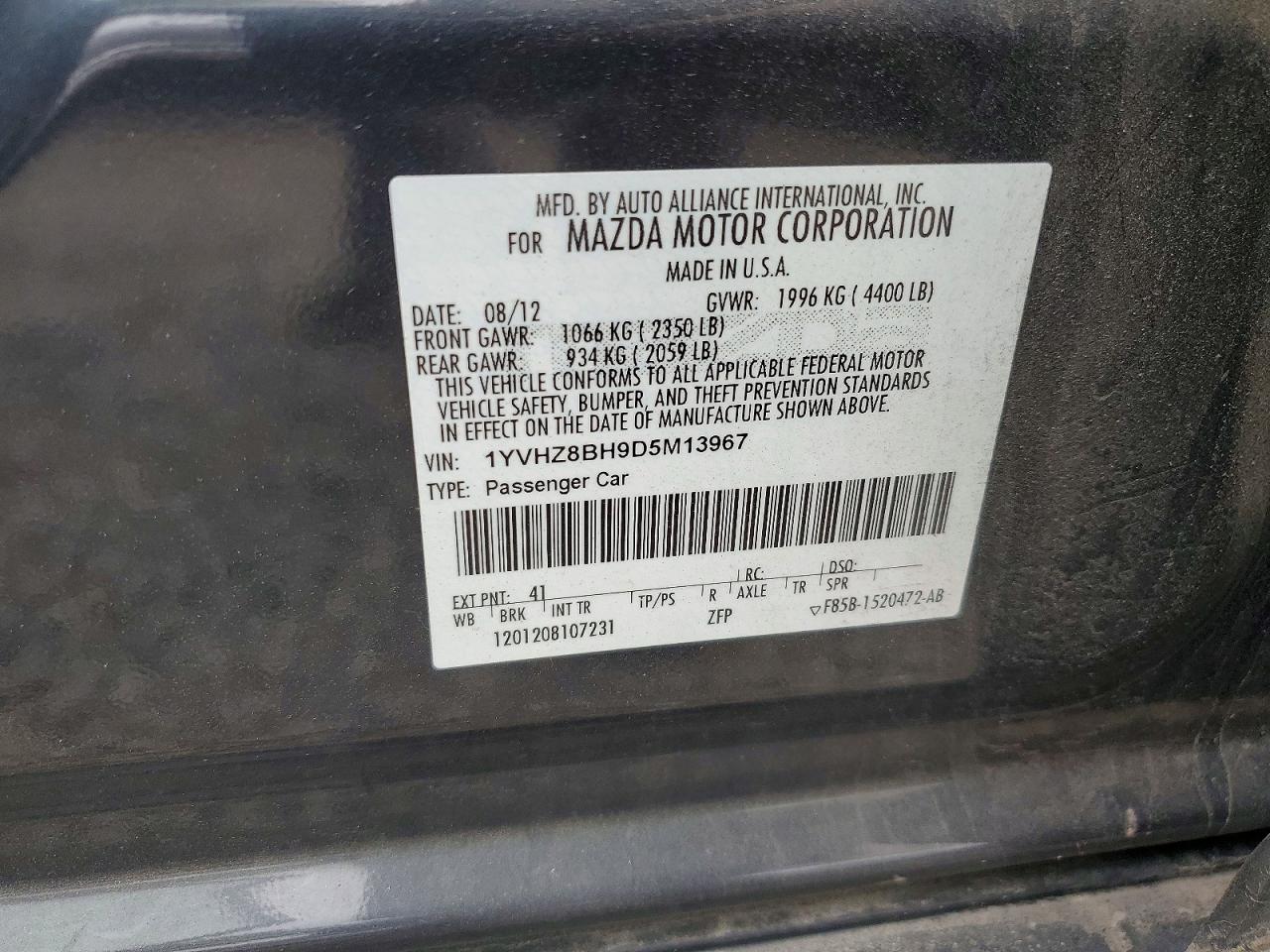 2013 Mazda 6 Sport Gray vin: 1YVHZ8BH9D5M13967