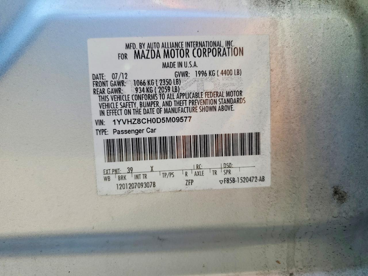 2013 Mazda 6 Grand Touring Silver vin: 1YVHZ8CH0D5M09577